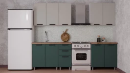 Готовая кухня ГК Аленушка 2 м Магнолия Керамика/Изумруд,скоба черный,черный