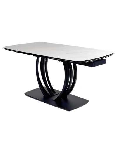 Стол MATERA 160 MARBLES KL-99 Белый мрамор матовый, итальянская керамика/ черный каркас, ®DISAUR