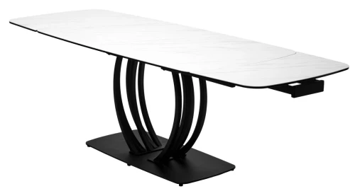 Стол MATERA 160 MARBLES KL-99 Белый мрамор матовый, итальянская керамика/ черный каркас, ®DISAUR