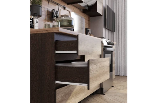 Готовая кухня Энигма 1,6 м, Дуб каньон, венге