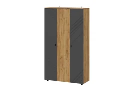 Шкаф трехстворчатый Байкал, Дуб Золотой, Графит