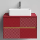 Тумба Аурум 80, пример RAL 3004 Пурпурно-красный, матовая, 2 ящика, подвесной Vodok с раковиной в комплекте