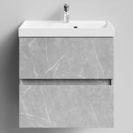 Тумба Бест 60  подвесной, Мрамор Белый софт тач 4044-2 Vodok с раковиной в комплекте