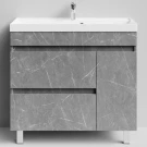 Тумба Бест 90 правая дверь, напольный, Мрамор Серый софт тач ПВХ 4044-1 Vodok с раковиной в комплекте