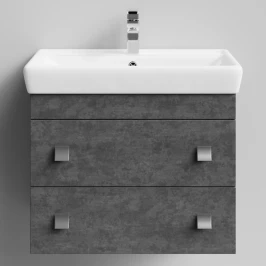Тумба Квадро 70 подвесной, Серый камень ПВХ 57806 Vodok с раковиной в комплекте