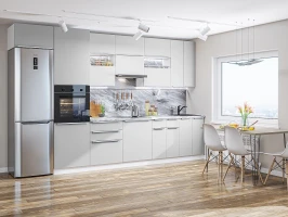 Модульная прямая кухня Фьюжн-01 Silky Light Grey