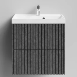 Тумба Тач 60 подвесной, Серый камень ПВХ 57806 Vodok с раковиной в комплекте