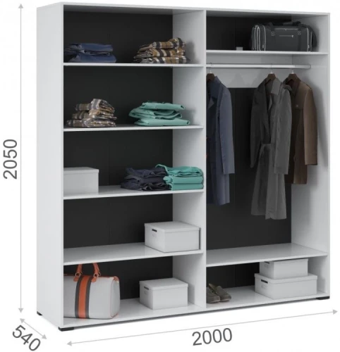 Шкаф «Йорк» 4дв, Белый/белый глянец