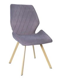 DC233 Стул мягкий поворотный 360, СЕРЫЙ#M420-16 велюр, каркас металл, шампань КВАДРАТ