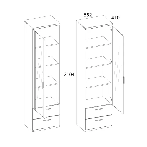 DOORSET, Шкаф с витриной 1V2S. Цвет ДУБ НАВАРРА