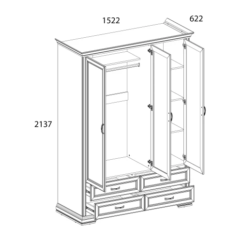 Шкаф 3D4S Z, MONAKO, цвет Сосна винтаж