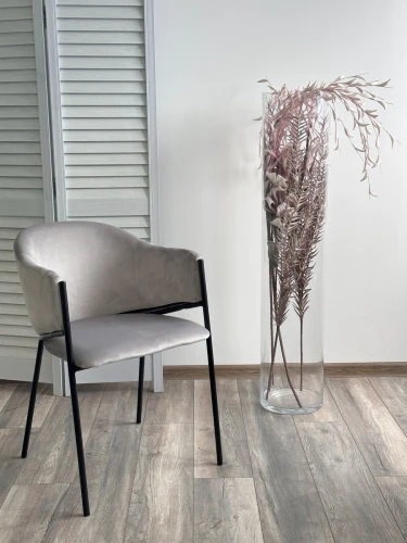 Стул ДИЛЛ, цвет H-09 Светло-серый, велюр / черный каркас М-City