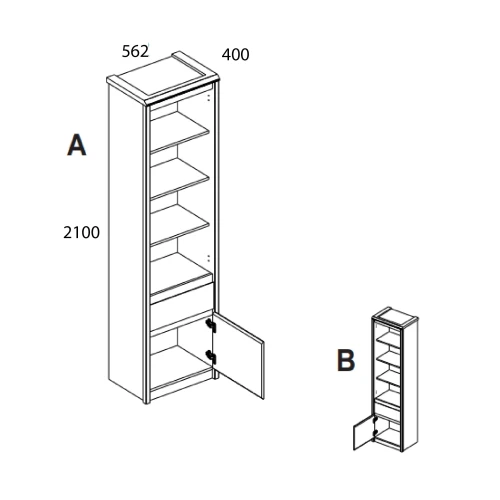 Шкаф открытый 1D1S, SOMMA, цвет дуб сонома/сосна каньон