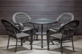 Садовый комплект из искусственного ротанга Мэдисон НЬЮ (Medison NEW) стол круглый D90 + 4 кресла без подушек