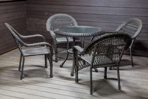 Садовый комплект из искусственного ротанга Мэдисон НЬЮ (Medison NEW) стол круглый D90 + 4 кресла без подушек