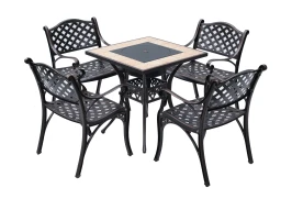 Обеденный комплект стол с барбекю БАРБЕКЮ-3 «BBQ-3» 70х70 арт.6348 + 4 кресла Лион