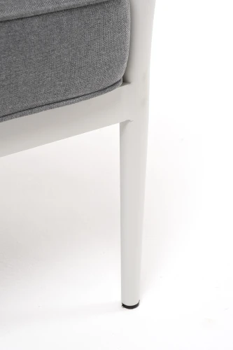 "Касабланка" кресло плетеное из роупа, каркас алюминий светло-серый (RAL7035) муар, роуп серо-коричневый 23мм, ткань серая 017