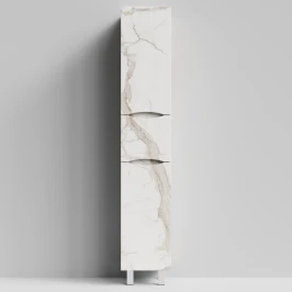 Пенал Лайт 35 напольный, Мрамор Белый натур милк ПВХ 2537, правый