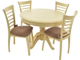 Обеденная группа (Стол Фабрицио-1 D100 и 4 стула Бурбон), слоновая кость