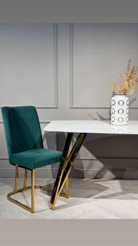 Стул обеденный Пресли DX-2055, 45х44х92, зеленый/золотой