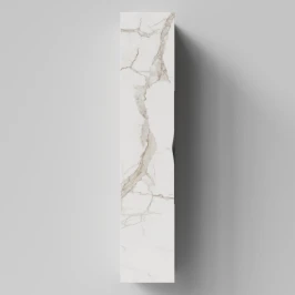 Пенал Марко 30 подвесной, дверь, ручки Черные, Мрамор Белый натур милк ПВХ 2537, левый