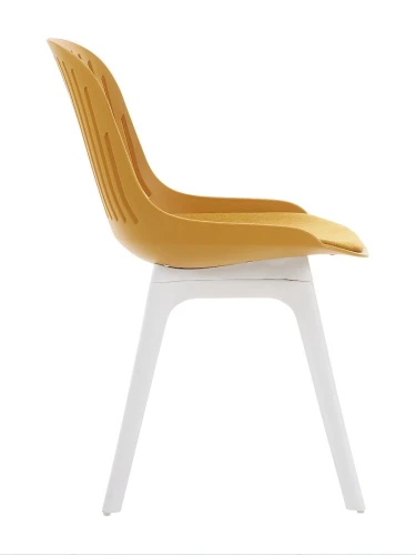 DC270 Стул пластиковый, ГОРЧИЧНЫЙ c подушкой, ноги белые