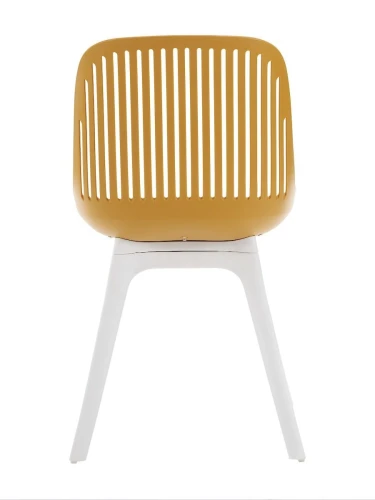 DC270 Стул пластиковый, ГОРЧИЧНЫЙ c подушкой, ноги белые