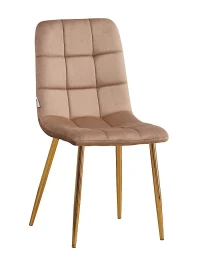 C919/DC809 Стул мягкий, КАРАМЕЛЬ#h11 велюр, каркас металл золото КРУГЛЫЙ