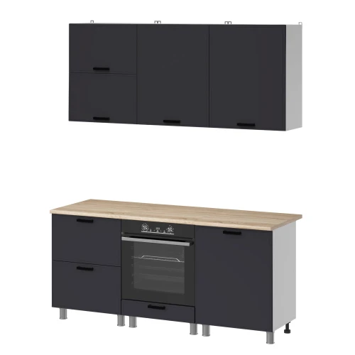 Готовая кухня МК Аленушка 1,8м Магнолия Сталь,скоба черный,сонома