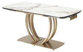 Стол MATERA 160 KL-188 Контрастный мрамор матовый, итал. керамика/ каркас цвета шампань, ®DISAUR
