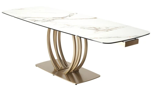 Стол MATERA 160 KL-188 Контрастный мрамор матовый, итал. керамика/ каркас цвета шампань, ®DISAUR