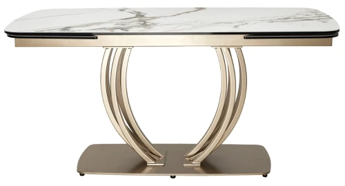 Стол MATERA 160 KL-188 Контрастный мрамор матовый, итал. керамика/ каркас цвета шампань, ®DISAUR