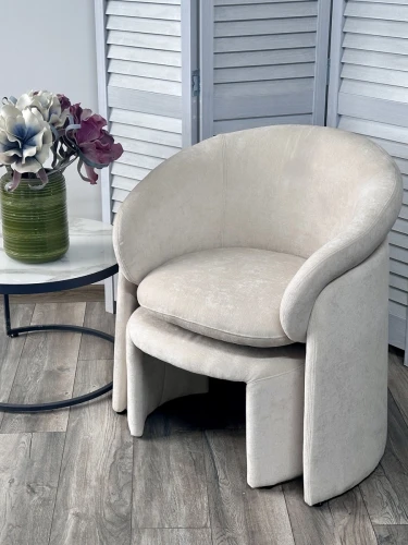 Кресло+оттоманка HUG AT5139-09 Св. бежевый, ткань/каркас металл в обивке AT5139-09 ®DISAUR