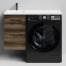 Тумба Смайл 100 подвесной, под стиральную машину, левая, Дуб крымский коричневый ПВХ 131005-9005 Vodok с раковиной в комплекте