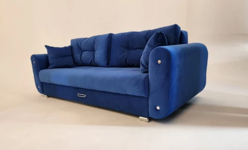 Диван еврокнижка  Вега, велюр синий, 160
