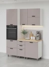 Готовый кухонный гарнитур МК Аленушка 1,6м ПД 2 Лаванда Кашемир,скоба черный,сонома