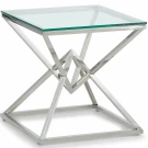 CS-1000-2 Стол Журнальный стеклянный прозрачный 55*55*55см, основание нерж. сталь хром