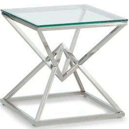 CS-1000-2 Стол Журнальный стеклянный прозрачный 55*55*55см, основание нерж. сталь хром