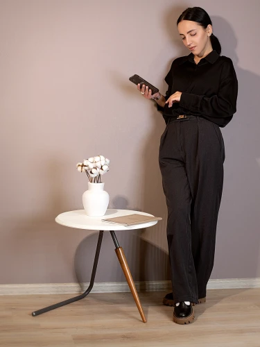 Стол журнальный Дуэт 7Н белый/серый бетон/бук