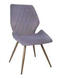 DC231 Стул мягкий поворотный 180, СЕРЫЙ#M420-16 велюр, каркас металл, бронза КРУГЛЫЙ