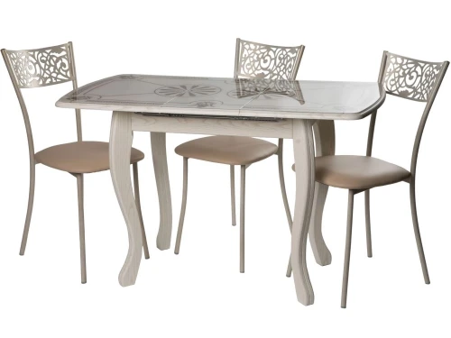 Стол М58 «Альба» мини стекло ДП1-02-06, Инкрустация-2, патина 25