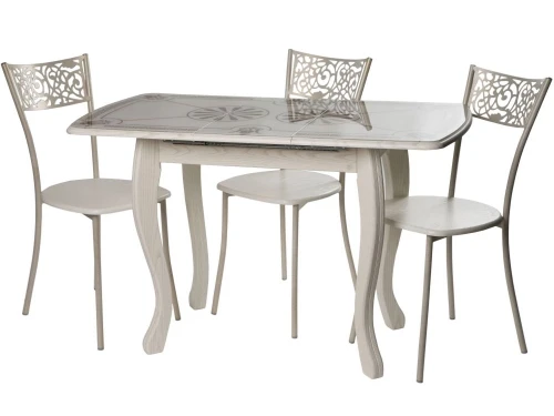 Стол М58 «Альба» мини стекло ДП1-02-06, Инкрустация-2, патина 25