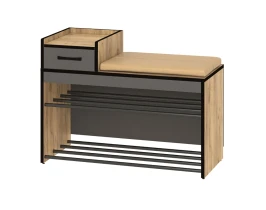 Прихожая Ольга-лофт 5 Тумба, Экокожа, Дуб крафт золотой/Темно-серый