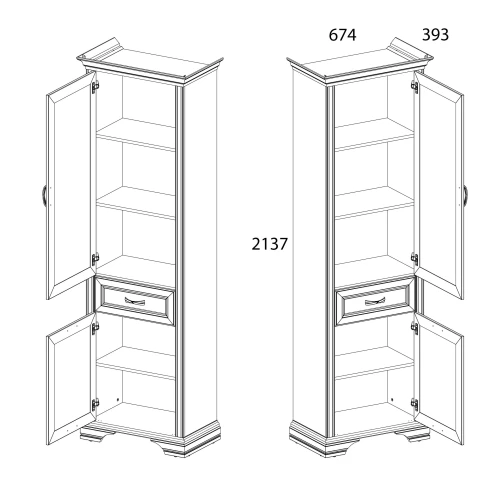 Шкаф 2D1S, MONAKO, цвет Сосна винтаж/дуб анкона