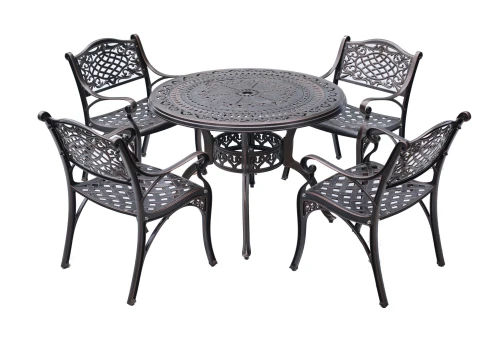 Комплект из литого алюминия стол Орхидея(100см) + 4 кресла Лион-3