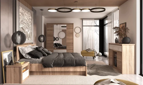 Тумба прикроватная 1S, SOMMA, цвет дуб сонома/сосна каньон