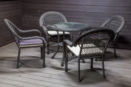 Садовый комплект из искусственного ротанга Мэдисон НЬЮ (Medison NEW) стол круглый D90 + 4 кресла с подушками на сиденье