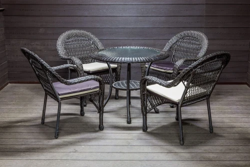 Садовый комплект из искусственного ротанга Мэдисон НЬЮ (Medison NEW) стол круглый D90 + 4 кресла с подушками на сиденье