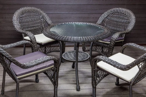 Садовый комплект из искусственного ротанга Мэдисон НЬЮ (Medison NEW) стол круглый D90 + 4 кресла с подушками на сиденье
