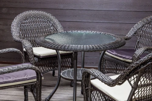 Садовый комплект из искусственного ротанга Мэдисон НЬЮ (Medison NEW) стол круглый D90 + 4 кресла с подушками на сиденье